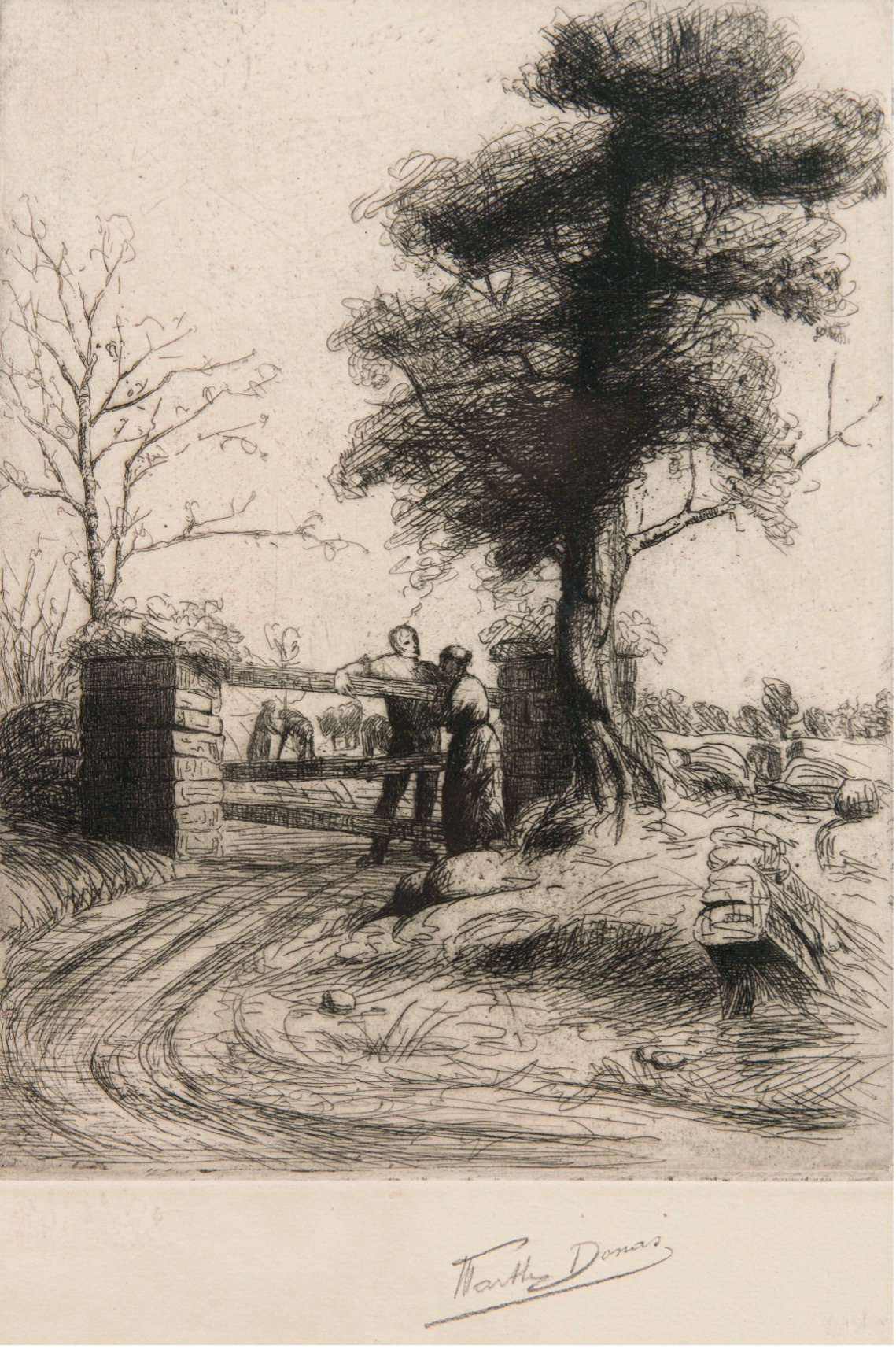 Conversation by the gate